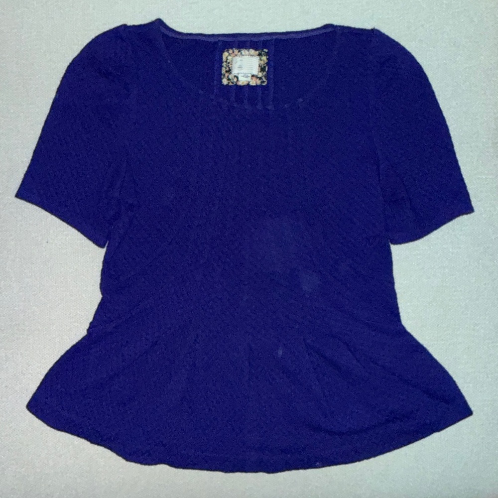 Anthropologie Purple Peplum Top, sz S